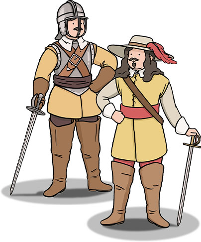 Cavaliers and Roundheads - English Civil War of 1642-9.